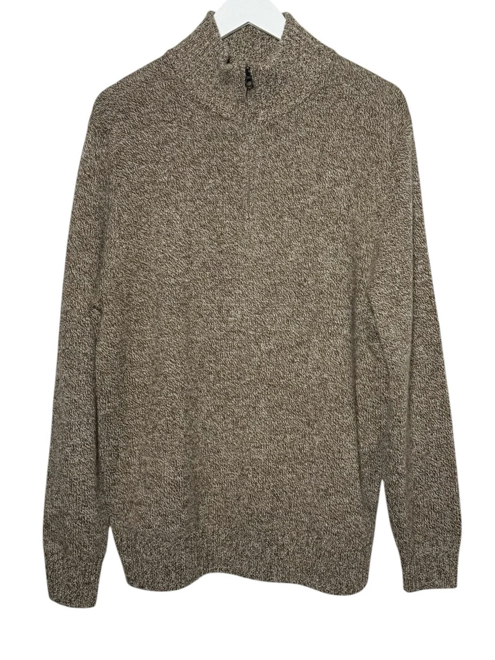 J. Crew Rugged Merino Wool Marled Quarter Zip Sweater Marled Hazelnut NWT Large